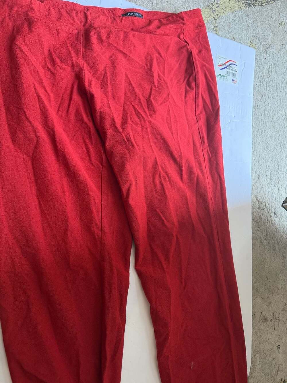 Eileen Fisher Red Jersey Knit Pull-On Straight Leg Pants - Picture 2 of 3